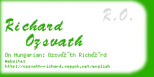 richard ozsvath business card